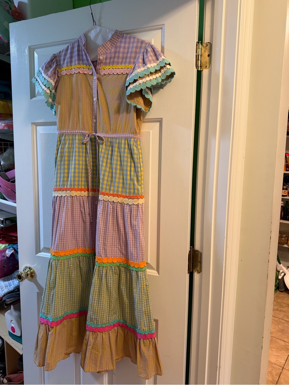 CeliaB Multicolor Gingham Tiered Maxi Dress